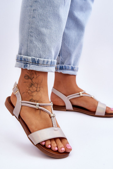 Platte sandalen voor vrouwen S.Barski KV-541-120 goudkleurig 2