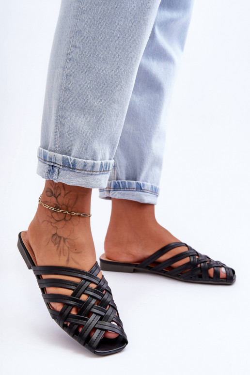 Leer Dames Slippers Met Strepen zInart Doralia