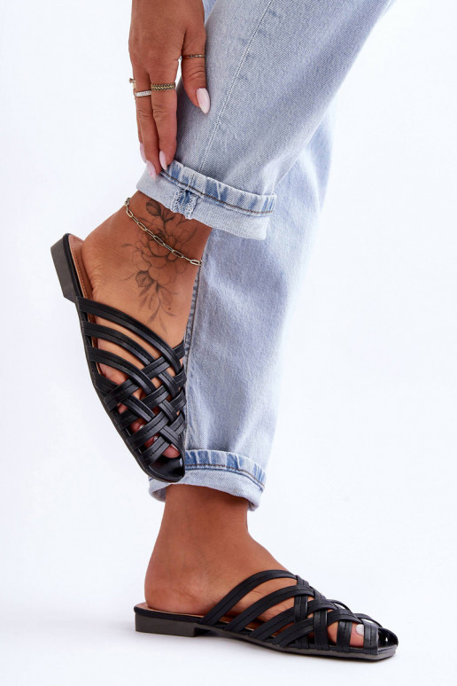 Leer Dames Slippers Met Strepen zInart Doralia