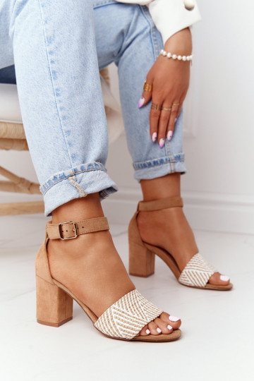 sandalen Met Vlecht met hakken lichtbruin Honeymoon