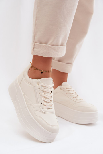 Sneakers model schoenen Dames met platform ivoor Feressa