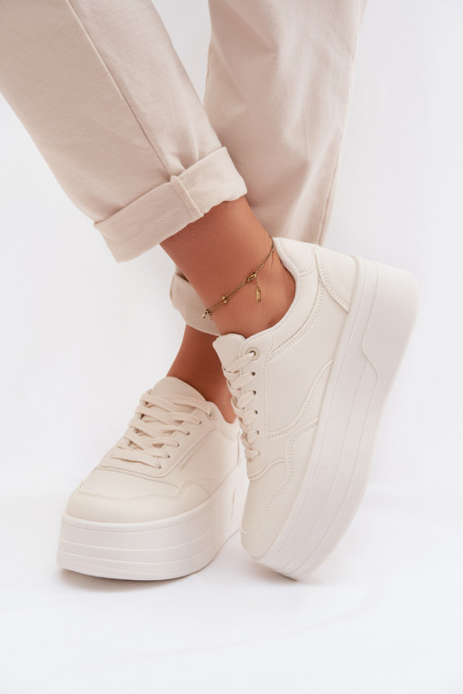 Sneakers model schoenen Dames met platform ivoor Feressa