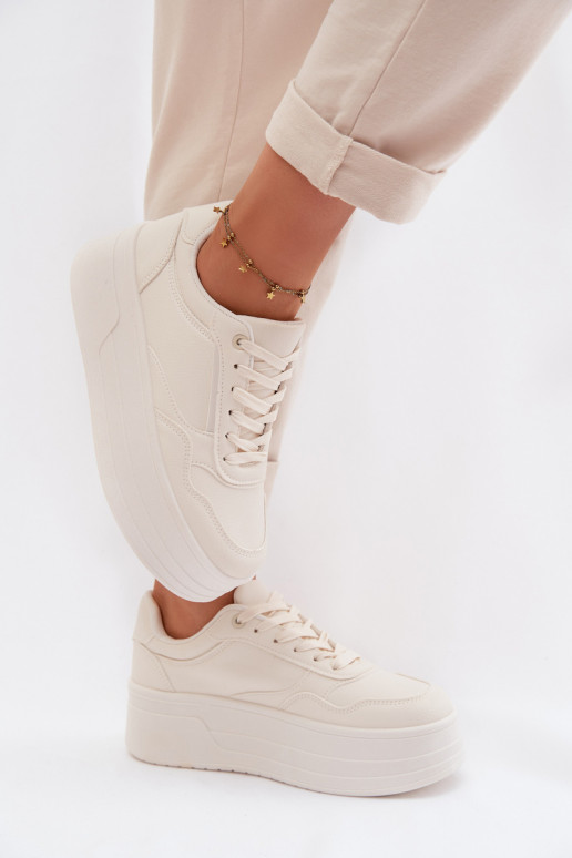 Sneakers model schoenen Dames met platform ivoor Feressa