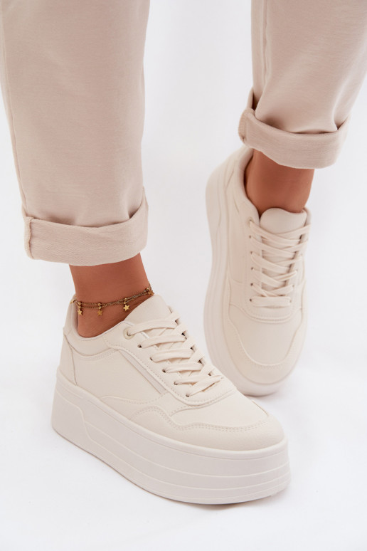 Sneakers model schoenen Dames met platform ivoor Feressa