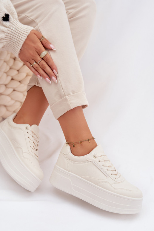 Sneakers model schoenen Dames met platform ivoor Feressa