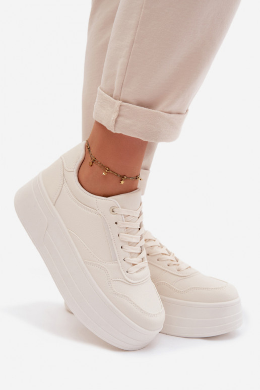 Sneakers model schoenen Dames met platform ivoor Feressa