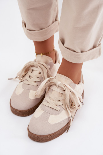 Dames sneakers met decoratieve elementen in zandkleur Kalirina