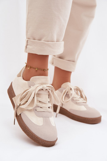 Dames sneakers met decoratieve elementen in zandkleur Kalirina 2