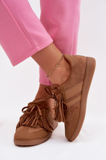 Sneakers model schoenen Dames met kInastjes bruine kleur Dorivelle