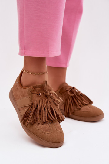 Sneakers model schoenen Dames met kInastjes bruine kleur Dorivelle 2