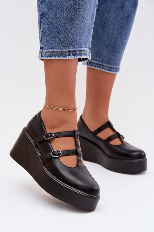 Dames zwarte platform schoenen met bandjes Jesivelle