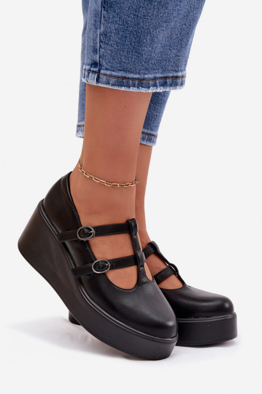 Dames zwarte platform schoenen met bandjes Jesivelle