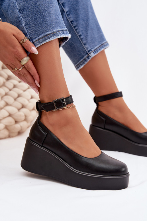 Dames zwarte platform schoenen met riempjes Belvissa