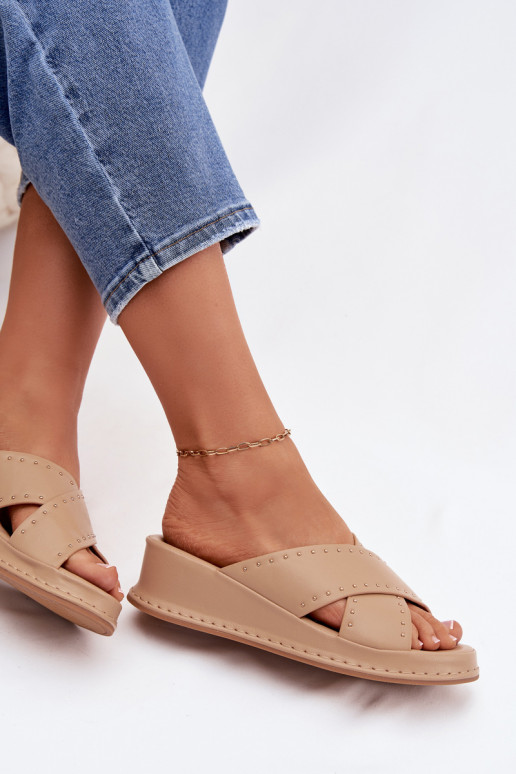 Versierd Damespantoffels Op de INig van ecoleer beige Calorissa