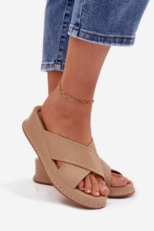 Versierd Damespantoffels Op de INig van ecoleer beige Calorissa