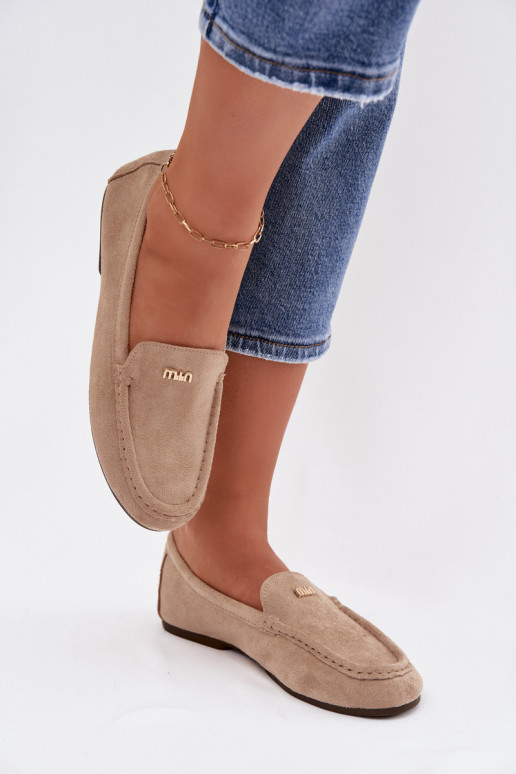 dames mocassinsKleinm gouden kleurm Detalem beige Sarivelle