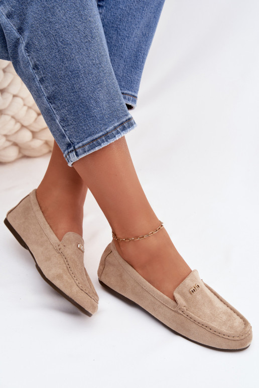 dames mocassinsKleinm gouden kleurm Detalem beige Sarivelle