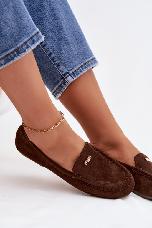 dames mocassinsKleinm gouden kleurm Detalem CzekoladoIne Sarivelle