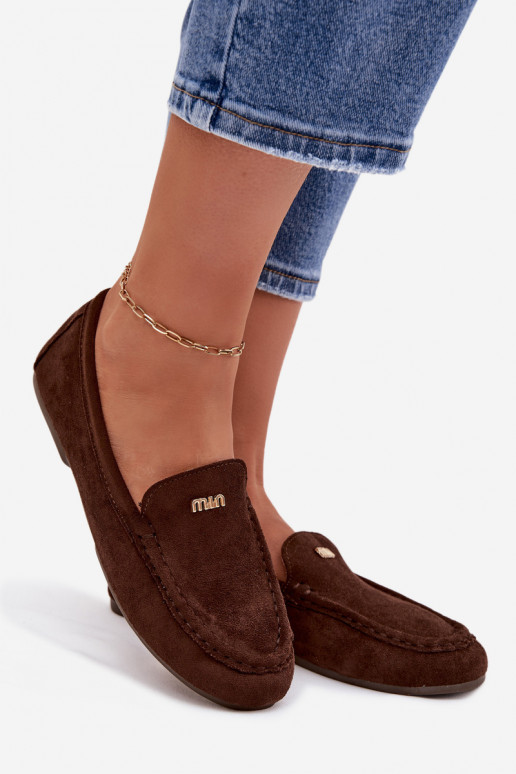 dames mocassinsKleinm gouden kleurm Detalem CzekoladoIne Sarivelle