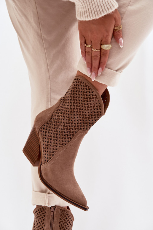 met elementen van opengeInerkt Dameslaarzen beige Rivorina