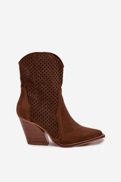 met elementen van opengeInerkt Dameslaarzen bruine kleur Rivorina