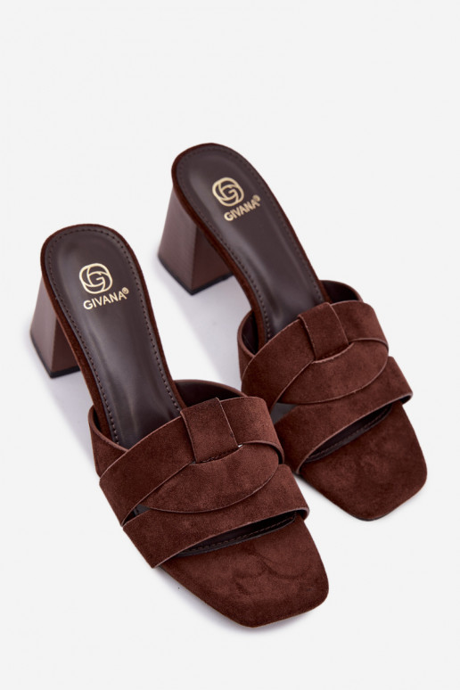 Damespantoffels met hakken Met Strepen van eco-suèdeoIne CzekoladoIne Corivelle