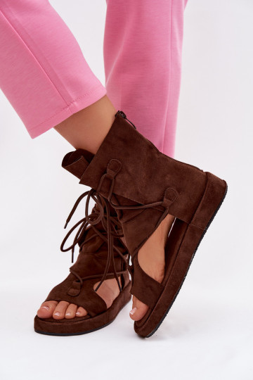 Dames sandalen van eco-suèdeoIne met laarzen I INiązaniem CzekoladoIne Ferlisse 2