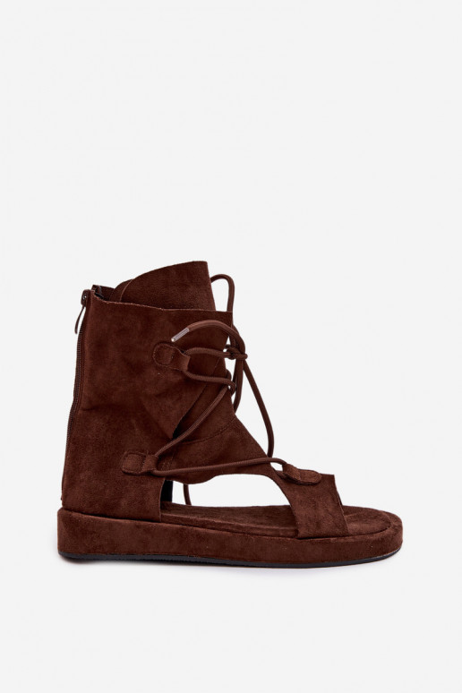 Dames sandalen van eco-suèdeoIne met laarzen I INiązaniem CzekoladoIne Ferlisse