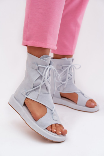 Dames sandalen van eco-suèdeoIne met laarzen I INiązaniem lichtblauIn Ferlisse 2