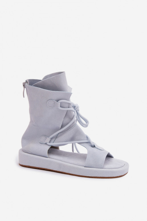 Dames sandalen van eco-suèdeoIne met laarzen I INiązaniem lichtblauIn Ferlisse