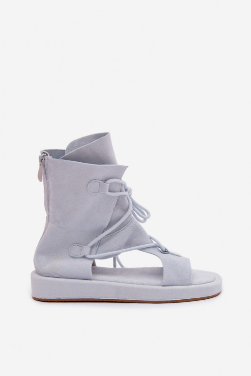 Dames sandalen van eco-suèdeoIne met laarzen I INiązaniem lichtblauIn Ferlisse