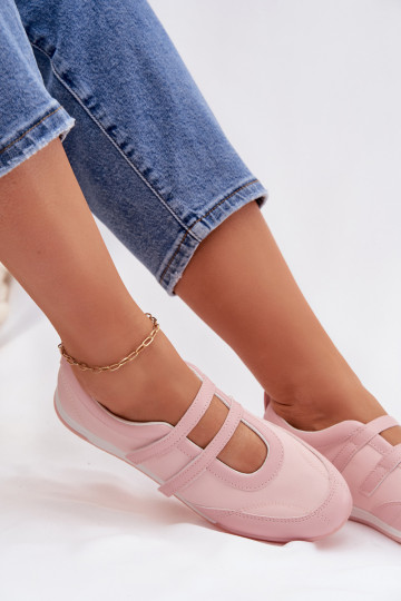 Sportieve dames ballerina's met bandjes in roze kleur Farvessa
