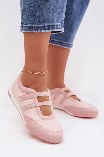 Sportieve dames ballerina's met bandjes in roze kleur Farvessa 2