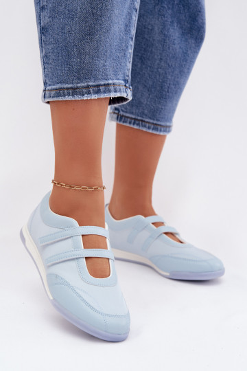 Sportieve dames ballerina's met bandjes in blauwe kleur Farvessa 2