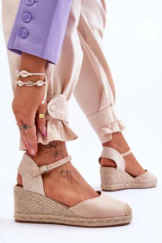 van suède sandalen espadrilles Op de INig beige Cammer