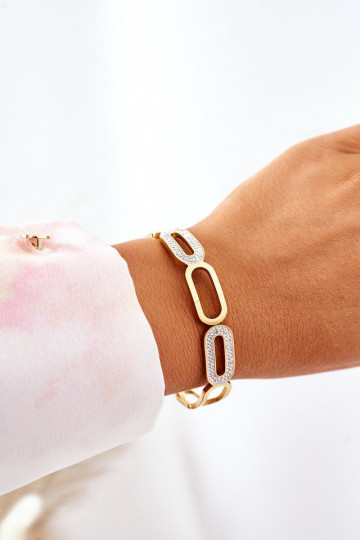 Stalen armband met sprankelende gaten gouden kleur