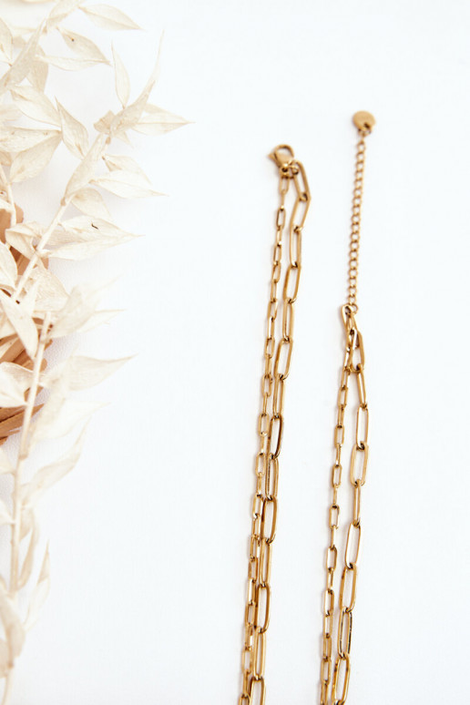 Dubbele ketting Met Klavers En Vlinders gouden kleur