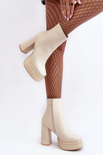 Dames Laarzen Op de Hoge Post en platform ivoor Sandstra 2