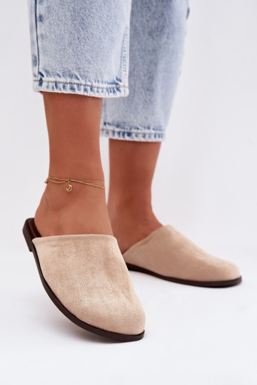Dames slippers van kunstsuède in zandkleur „Veronelle"