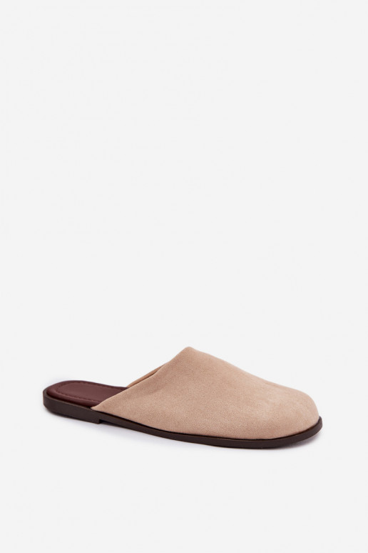 Slippers Dames platvan eco-suèdeu beige Veronelle