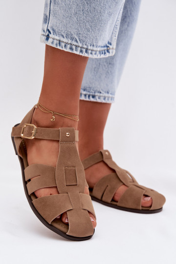 Dames gladiatorsandalen plat in kaki „Belanessa" 2