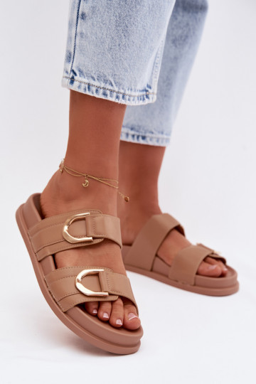 Eko Leren pantoffels Dames Met Strepen beige Rosinessa 2