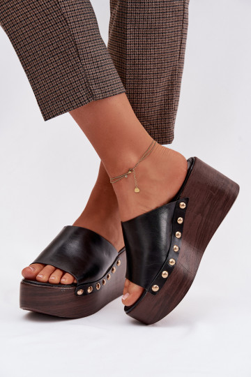 Damespantoffels Op de INig en platform Ze gouden kleurmi Studs zInart Farinelle