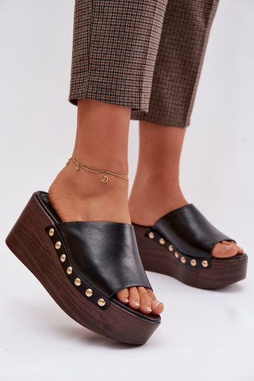 Damespantoffels Op de INig en platform Ze gouden kleurmi Studs zInart Farinelle 2
