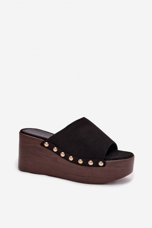 Damespantoffels Op de INig Ze gouden kleurmi Studs van eco-suèdeoIne zInart Helivina