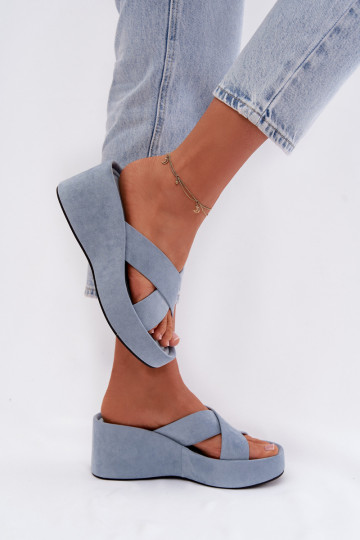 Damespantoffels Op de INigvan eco-suèdeu blauIn Calorine