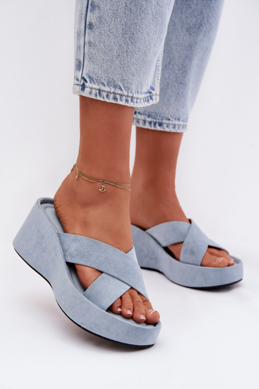 Damespantoffels Op de INigvan eco-suèdeu blauIn Calorine