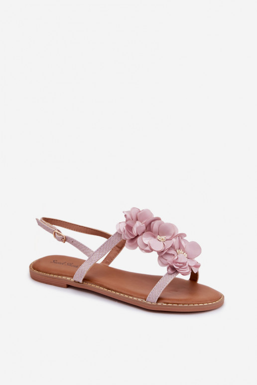 Sandalen voor dames Met sierlijki met bloemmotievenkami Paars Noemia