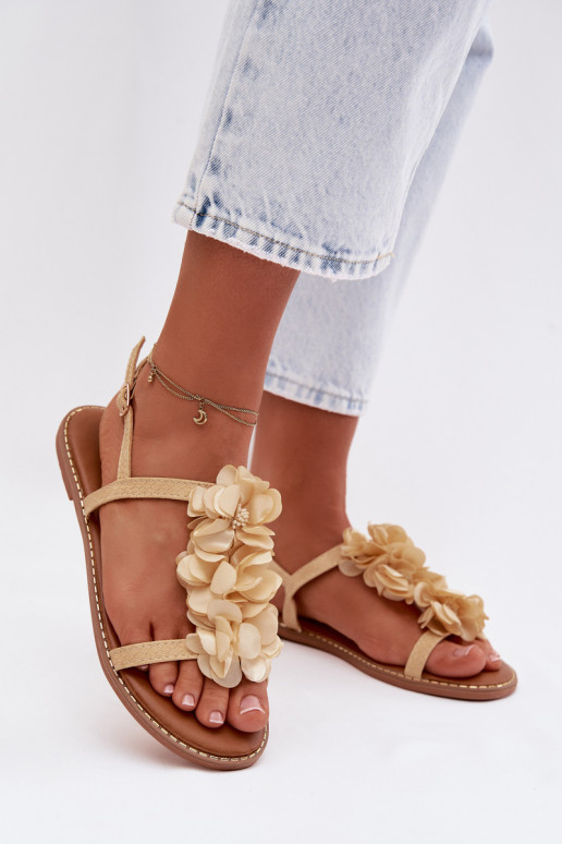 Sandalen voor dames Met sierlijki met bloemmotievenkami gouden kleur Noemia
