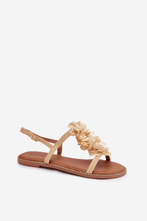 Sandalen voor dames Met sierlijki met bloemmotievenkami gouden kleur Noemia